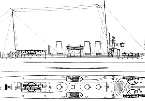 Ship Hr.Ms. Z-5 [Torpedo Boat] (1920) - drawings, dimensions, figures